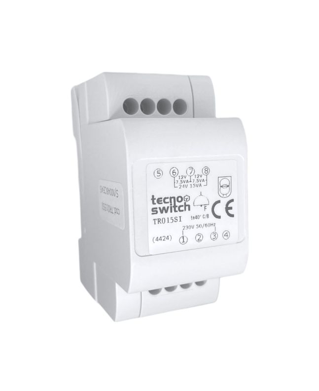Trasformatore di Sicurezza Modulare 15VA 24V 2DIN IP20 - Tecnoswitch