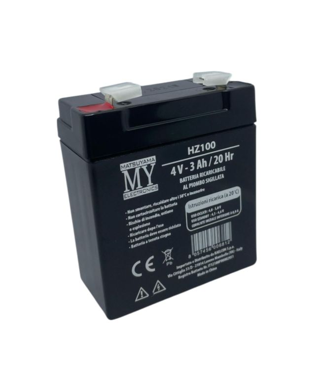 Batteria Ricaricabile al Piombo 4V 3Ah 20Hr HZ100 - Matsuyama
