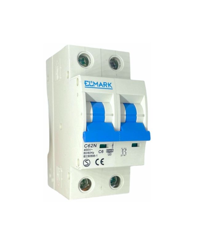 Magnetotermico 2 Moduli 2P 6A 6kA Curva C - Elmark