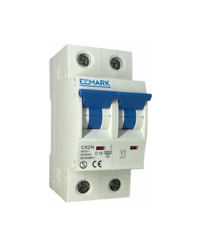 Magnetotermico 2 Moduli 2P 16A 6kA Curva C - Elmark