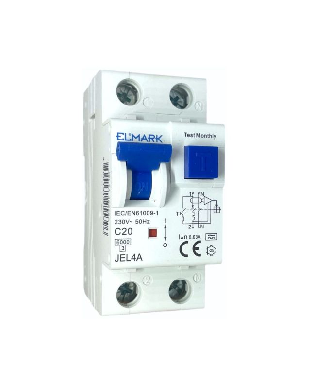 Magnetotermico Differenziale 2 Moduli 20A 30mA 6kA Curva C - Elmark
