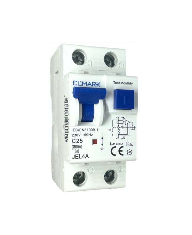 Magnetotermico Differenziale 2 Moduli 25A 30mA 6kA Curva C - Elmark