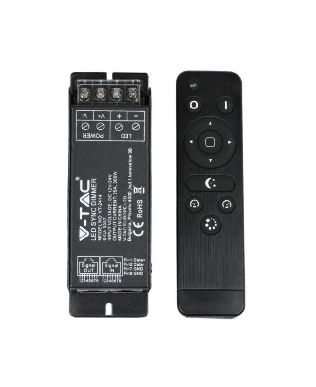 Controller RF 2.4GHz Strip LED 12-24V 25A con Telecomando - V-TAC