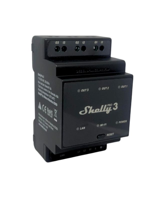 Relè Smart 3 Canali 48A DIN WiFi LAN Bluetooth Alexa - Shelly