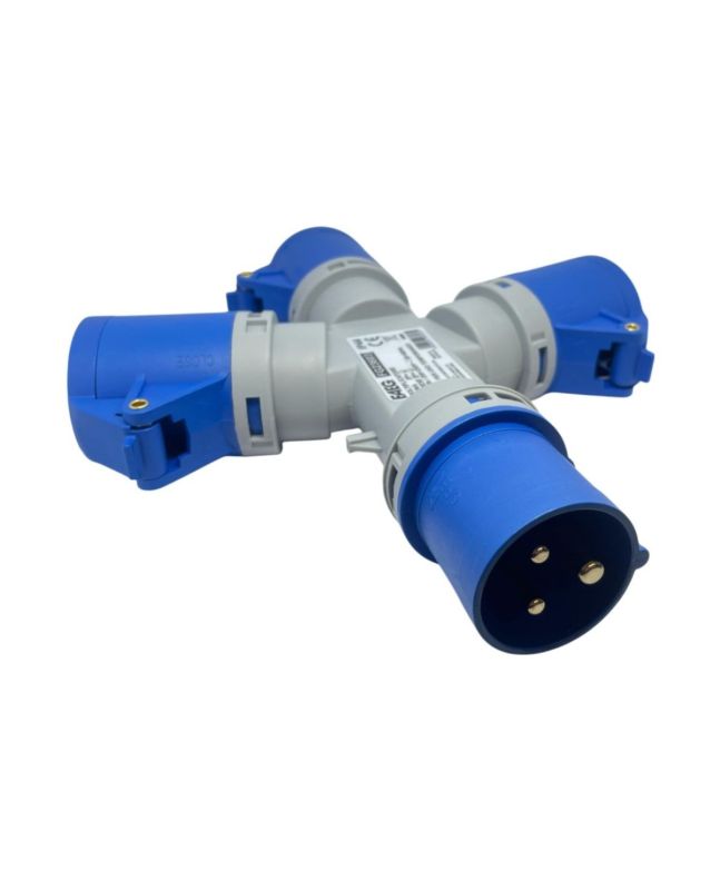Moltiplicatore Industriale 3 Prese 2P+T 16A 230V IP44 Blu - FAEG