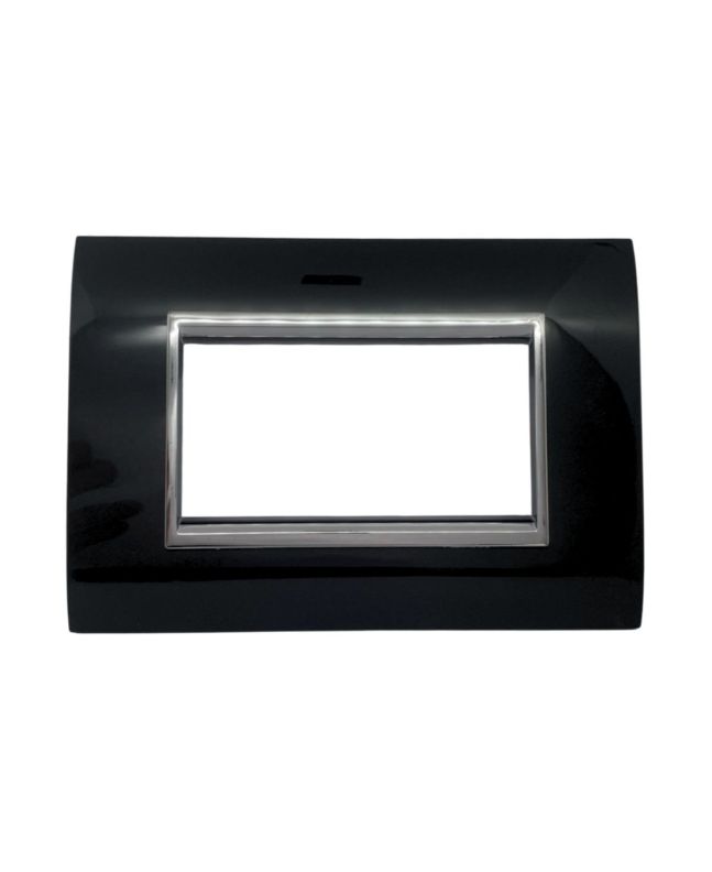 Placca 4 Posti Nera e Cromata Prestige ElettroCanali - Made in Italy