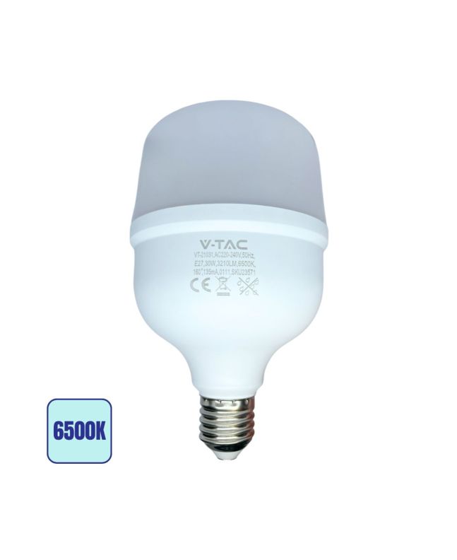 Lampadina LED E27 30W Luce Fredda 6500K 3210lm 160° T100 - V-Tac