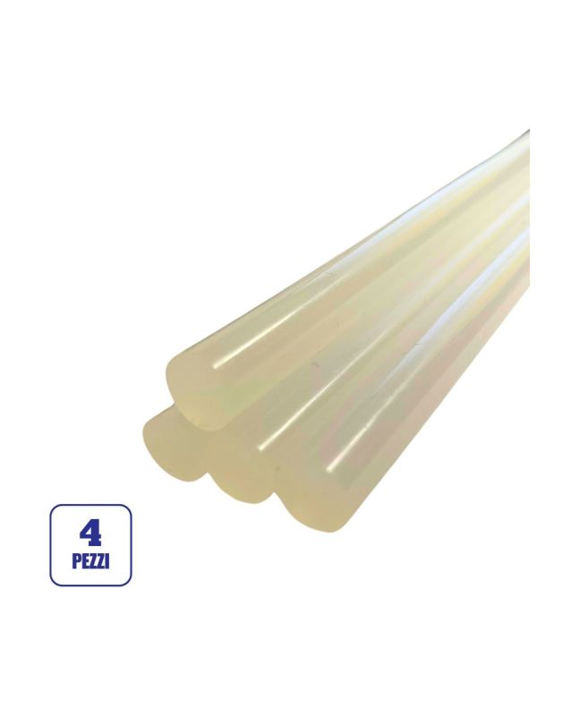 4 Stick Colla a Caldo Trasparente Ø12mm x 17,5cm - Power