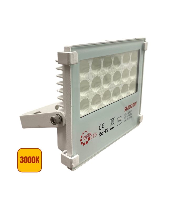 Faro LED SMD Slim 20W IP66 Esterno Bianco Luce Calda 3000K 2100Lm
