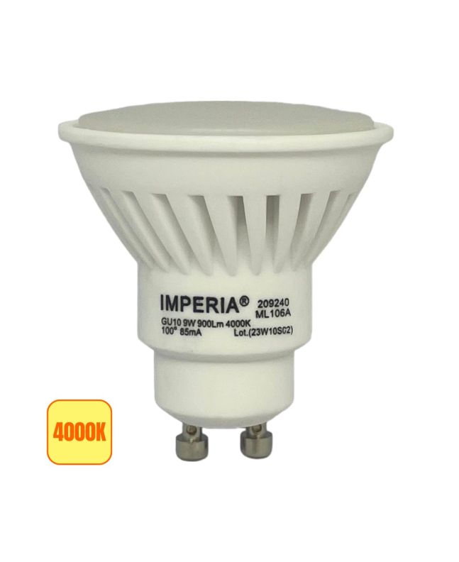 Lampadina LED GU10 9W 3000K 900lm 120° - Imperia