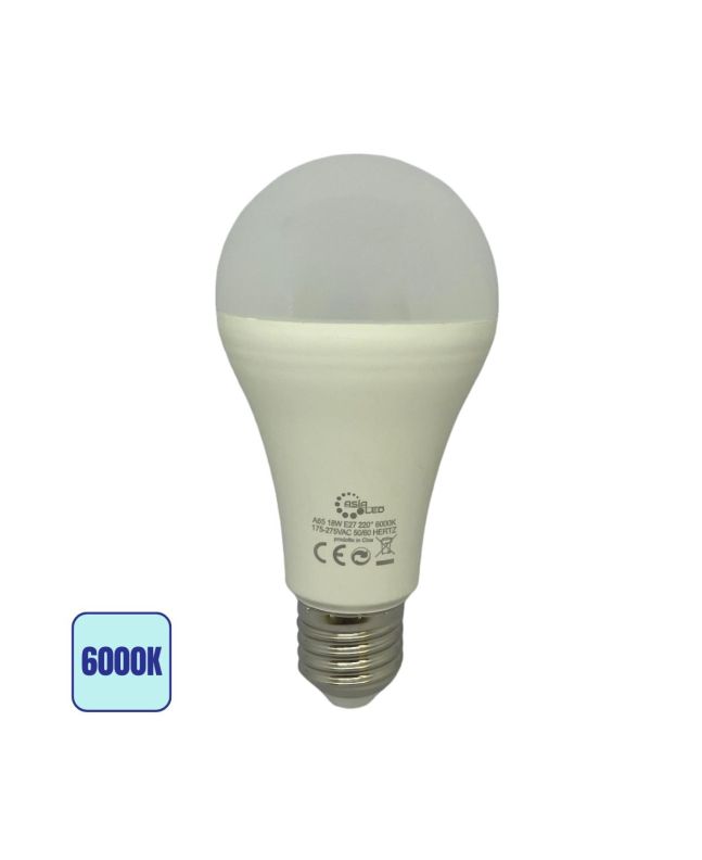 Lampadina LED E27 18W A65 SMD 6000K - 1800 Lumens, Alta Efficienza