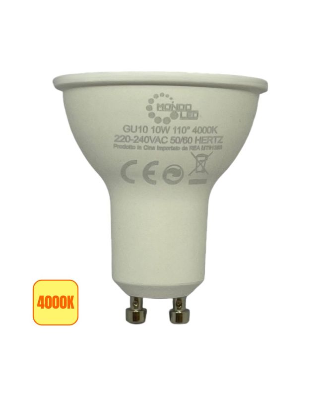 Lampadina LED GU10 10W SMD 4000K Opaca 110° - 1000 Lumens