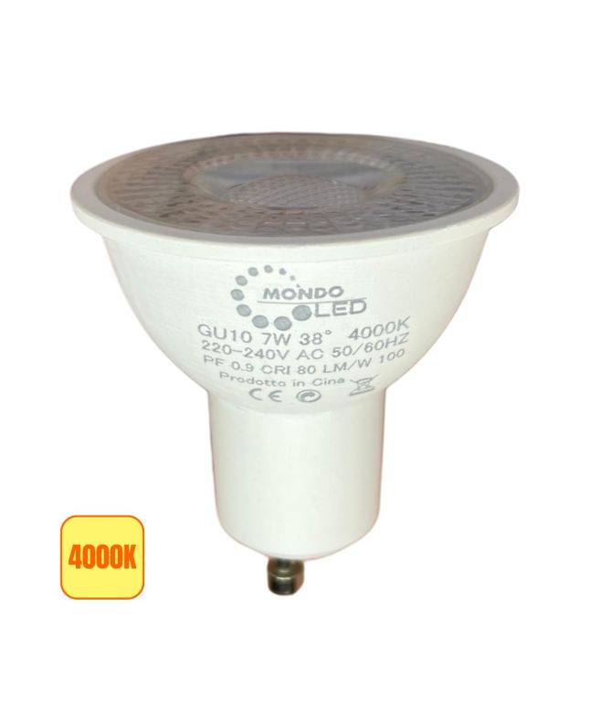 Lampadina LED GU10 7W COB 4000K Spot 38° - 700 Lumens, Alta Efficienza