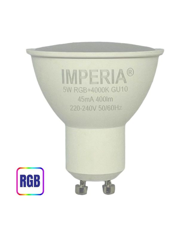 Lampadina LED GU10 5W RGB+W con Telecomando e Dimmer - Imperia
