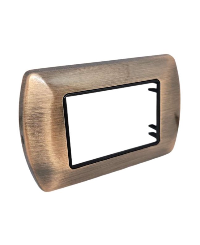 Placca Metallo 3 Posti Color Rame Compatibile Living International