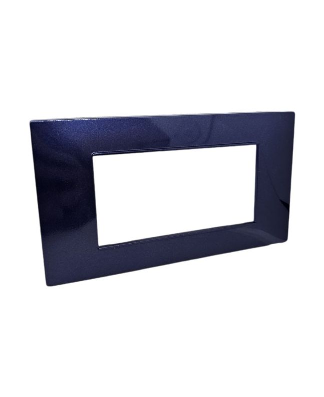 Placca 4 Posti Blu Navy Compatibile Vimar Plana - Tot Electric