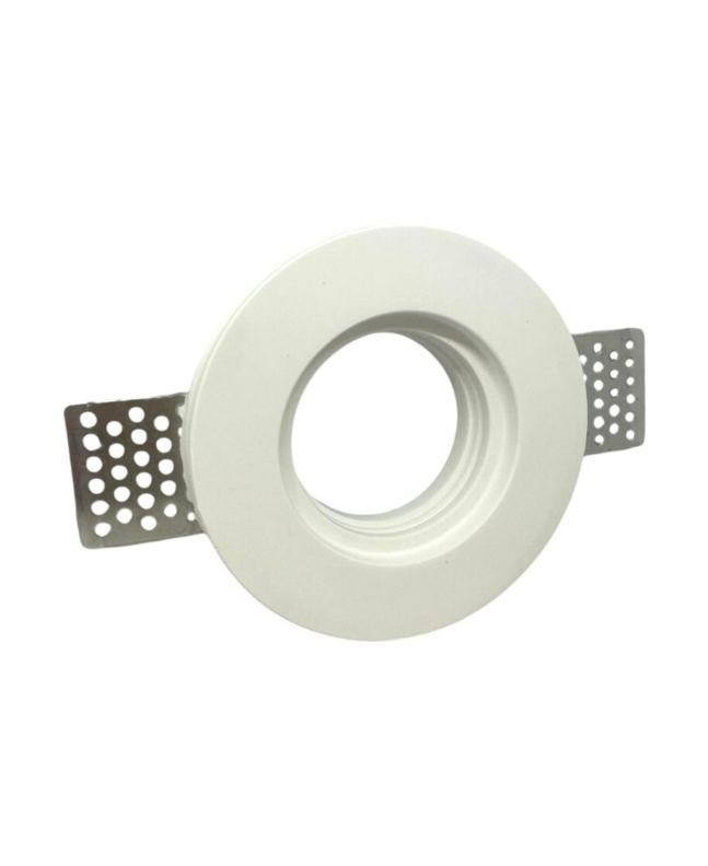 Portafaretto in Gesso Tondo Basso con Staffe Fisse Ø100mm per GU10