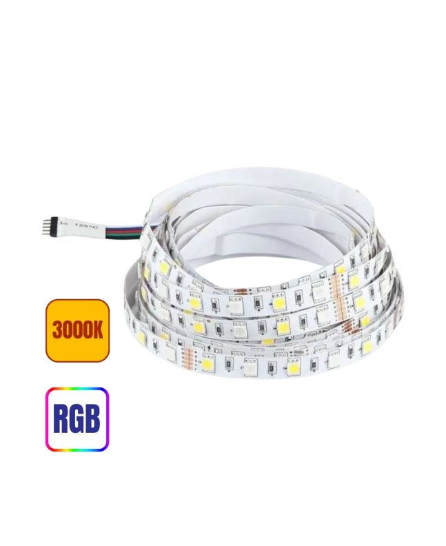 Striscia Strip LED 12V 8W/m SMD 5m RGB + 3000K 60 LED/m IP20 - V-TAC