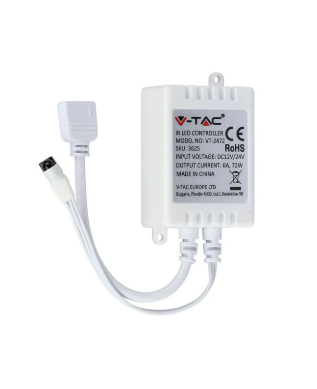 V-TAC Controller Strip LED RGB12-24V 72-144W + Telecomando IR