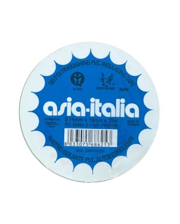 Nastro Isolante Autoestinguente Bianco PVC 0,15x19mm 25m - Asia Italia