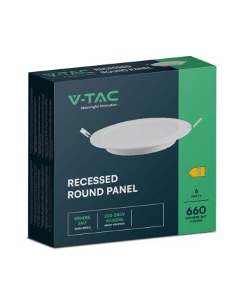 Mini Pannello LED 6W 660lm 6500K Ø120mm Incasso Rotondo - V-TAC