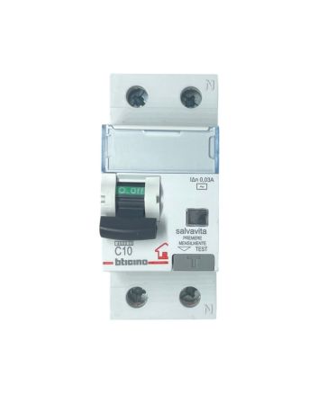 Magnetotermico Differenziale 2 Moduli 10A 30mA 4.5kA Curva C - Bticino
