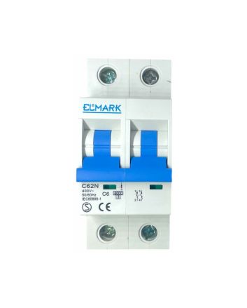 Magnetotermico 2 Moduli 2P 6A 6kA Curva C - Elmark