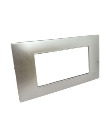 Placca 4 Posti Silver M-6004-9 Compatibile Vimar Plana - Tot Electric