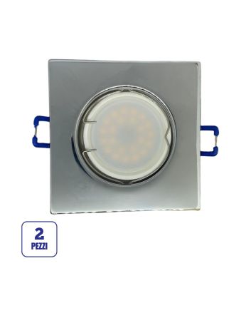 Portafaretto GU10/MR16 Quadrato Fisso 8.2x8.2cm - Cromo Lucido