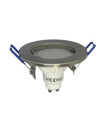 2x Portafaretto GU10/MR16 Tondo Fisso Ø80mm Esterno - Nickel Satinato