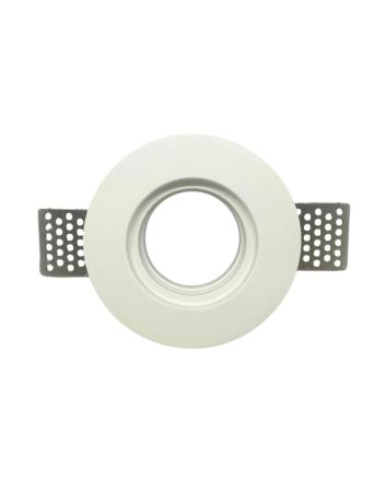 Portafaretto in Gesso Tondo Basso con Staffe Fisse Ø100mm per GU10