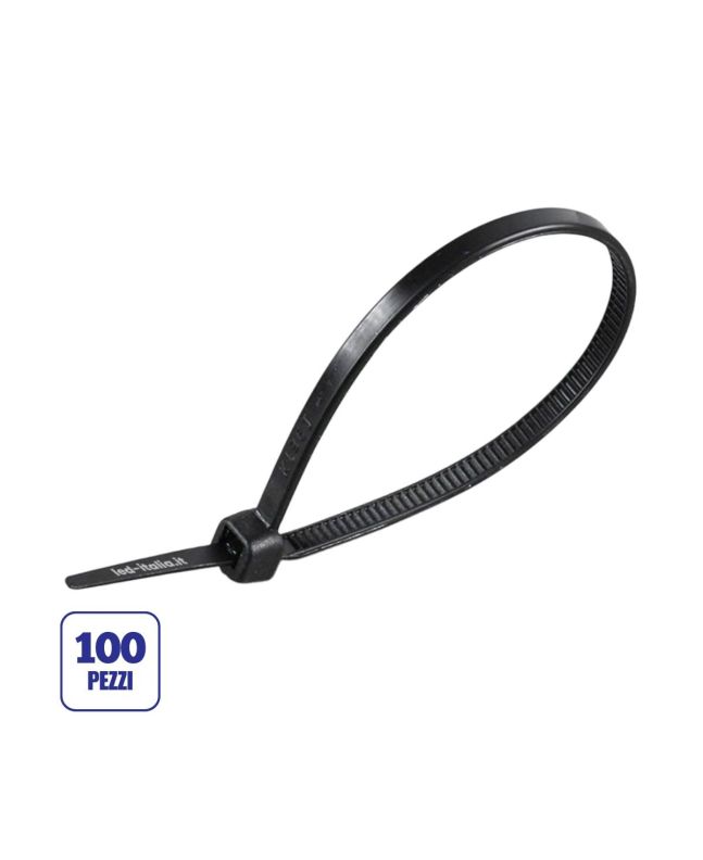 Fascette per Cavi 3,5x200mm 100 Pezzi Nere Nylon66 - V-Tac