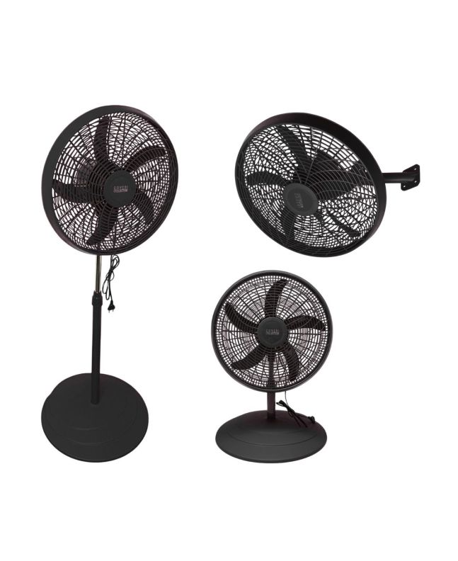 Ventilatore 3 in 1 Nero 130xØ50cm 75W Tavolo/Muro/Piantana - Coveri