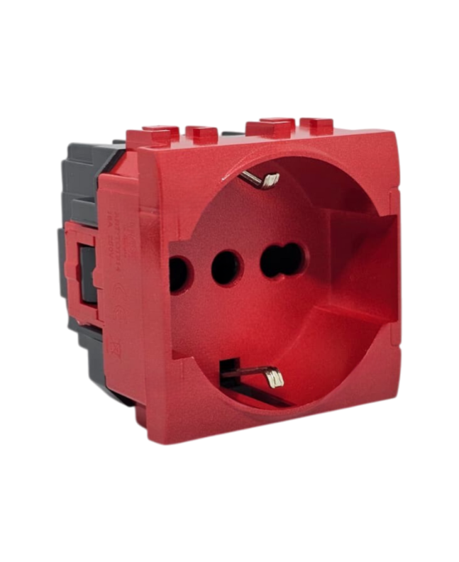 Presa Schuko 16A 250V Rossa TOT-814-R Compatibile Serie Living