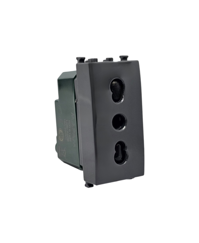 Presa Bivalente 2P+T Compatibile Vimar Plana Antracite - Tot Electric