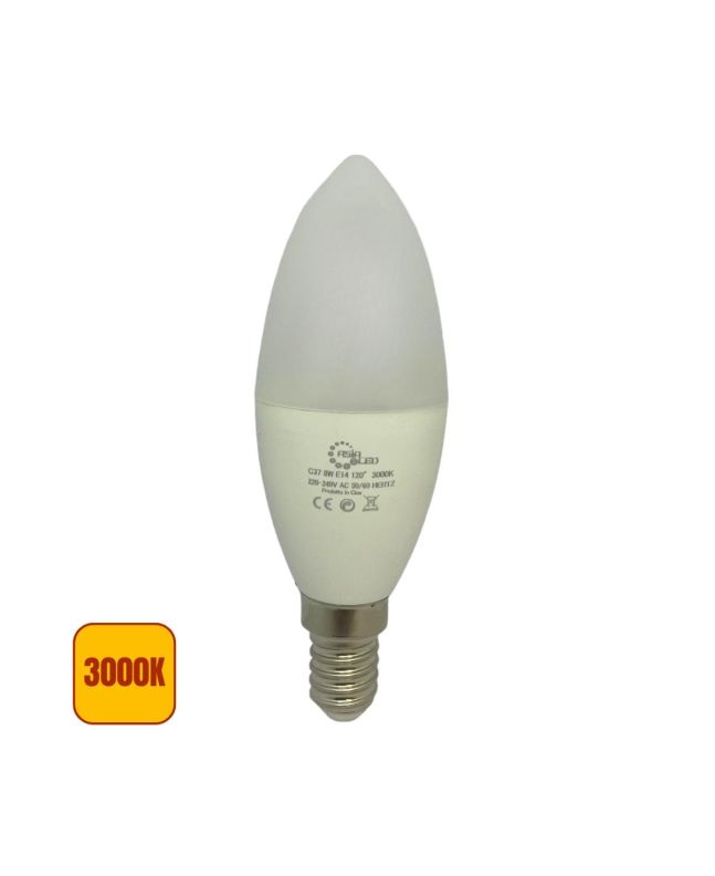 Lampadina LED E14 Candela 8W 3000K C37 - 800 Lumen, Alta Efficienza