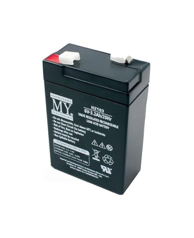 Batteria Ricaricabile al Piombo 6V 3.2Ah 20Hr HZ103 - Matsuyama