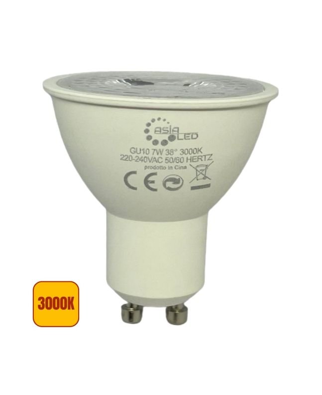 Lampadina LED GU10 7W COB 3000K Spot 38° - 700 Lumens, Alta Efficienza