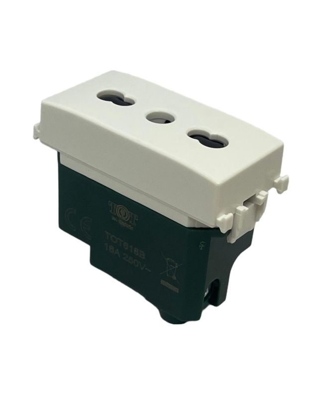 Presa Bivalente 16A 250V TOT-618-B Compatibile Vimar Plana