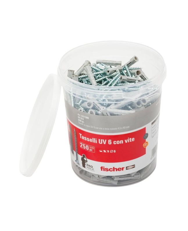 Secchiello 250 Tasselli Ø6mm + 250 Viti 6x30mm 531386 - Fischer