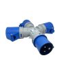 Moltiplicatore Industriale 3 Prese 2P+T 16A 230V IP44 Blu - FAEG