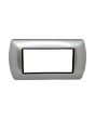 Placca Metallo 4 Posti Grigio Chiaro Compatibile Living International