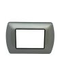 Placca Metallo 3 Posti Grigio Chiaro Compatibile Living International