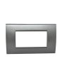 Placca 4 Posti Grigio Scuro Compatibile Living Light - Tot Electric