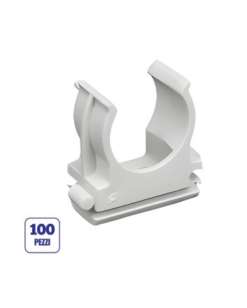 Confezione 100 Clips Fissatubo Ø25mm a Scatto Grigio FG16043 - FAEG