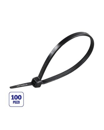 Fascette per Cavi 2,5x100mm 100 Pezzi Nere Nylon66 - V-Tac