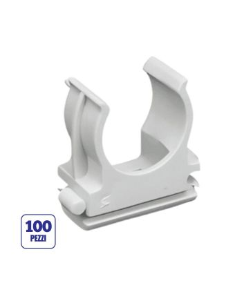 100 Clips Fissatubo a Scatto Ø32mm Grigio RAL7035 Made in Italy - FAEG