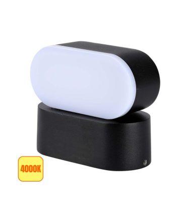 Lampada LED da Muro Ovale 6W 4000K 660lm Nera Ruotabile IP65 - V-TAC