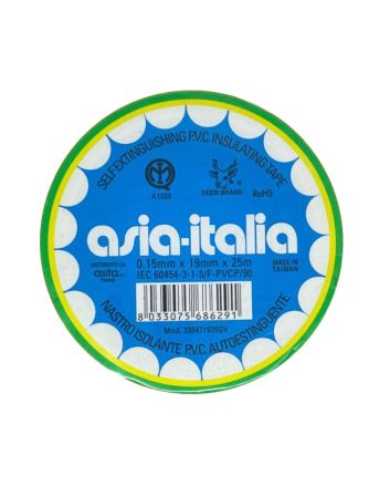 Nastro Isolante Autoestinguente Giallo/Verde PVC 0,15x19mm 25m
