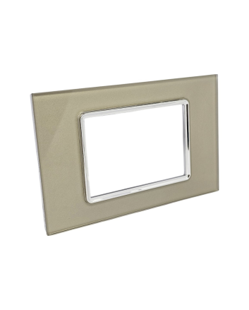Placca Vetro 3 Posti Champagne per Supporto Blu Living - Tot Electric
